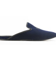 Navy Blue Velvet Embroidered Men's Slippers