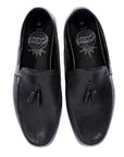 Black Leather Tasseled Home Type Men's Slippers