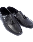Black Leather Tasseled Home Type Men's Slippers