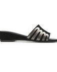 Black Suede Bronze Leather Side Garne Model Shoes Slippers