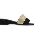 Black Suede Gold Mesh Open Toe Model Women's Slippers