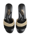 Black Suede Gold Mesh Open Toe Model Women's Slippers