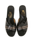 Black Leather Women's Slippers