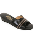 Black Leather Women's Slippers