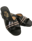Black Leather Women's Slippers