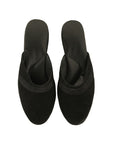 Black Suede Women's Slippers with Bronze Stitching