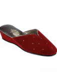 Burgundy Suede Polka Dot Women's Slippers