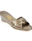 Gold Leather Twist Model Women's Slippers