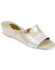 Gold Beige Pearl White Two Piece Women's Slippers