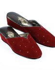 Burgundy Suede Polka Dot Women's Slippers