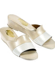 Gold Beige Pearl White Two Piece Women's Slippers