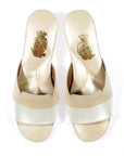 Gold Beige Pearl White Two Piece Women's Slippers