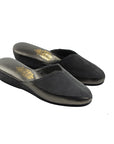 Gray Suede Bronze Leather Women's Slippers