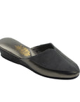 Gray Suede Bronze Leather Women's Slippers