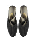 Gray Suede Bronze Leather Women's Slippers