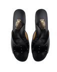 Black Leather Pin Wavy Model Women's Slippers
