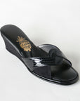 Black Suede Patent Leather Detailed Women's Slippers