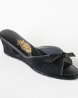 Black Suede Bow Women's Slippers