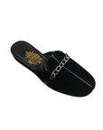 Black Suede Chain Buckle Women's Slippers