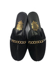 Black Suede Chain Buckle Women's Slippers