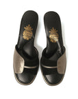 Bronze Leather Black Suede Detailed Women's Slippers