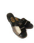 Bronze Leather Black Suede Detailed Women's Slippers