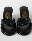 Black Suede Patent Leather Detailed Women's Slippers