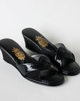 Black Suede Patent Leather Detailed Women's Slippers