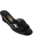 Black Suede Patent Leather Detailed Women's Slippers