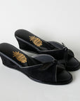 Black Suede Bow Women's Slippers