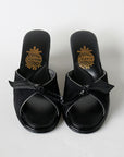 Black Suede Bow Women's Slippers