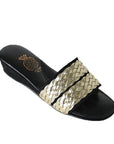 Black Suede Gold Thick Braided Women's Slippers