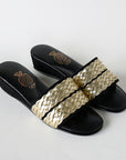 Black Suede Gold Thick Braided Women's Slippers