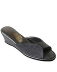 Gray Suede Bronze Leather Side Seam Women's Slippers