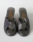Gray Suede Bronze Leather Side Seam Women's Slippers