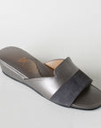 Bronze Leather Gray Suede Two Piece Women's Slippers