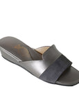 Bronze Leather Gray Suede Two Piece Women's Slippers