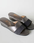 Bronze Leather Gray Suede Two Piece Women's Slippers