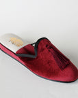 Burgundy Velvet Tasseled Women's Slippers