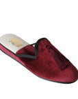 Burgundy Velvet Tasseled Women's Slippers