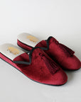 Burgundy Velvet Tasseled Women's Slippers