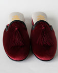 Burgundy Velvet Tasseled Women's Slippers