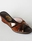 Brown Suede Copper Cross Model Women's Slippers