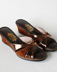 Brown Suede Copper Cross Model Women's Slippers