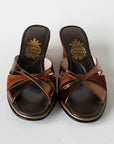Brown Suede Copper Cross Model Women's Slippers