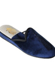 Navy Blue Velvet Tasseled Women's Slippers