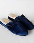 Navy Blue Velvet Tasseled Women's Slippers
