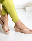Powder Leather Side Seam Women's Slippers