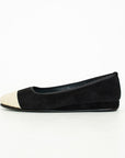 Black Suede Gold Draped Ballerinas