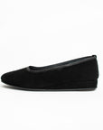 Black Suede Flat Face Mini Heels Women's Slippers